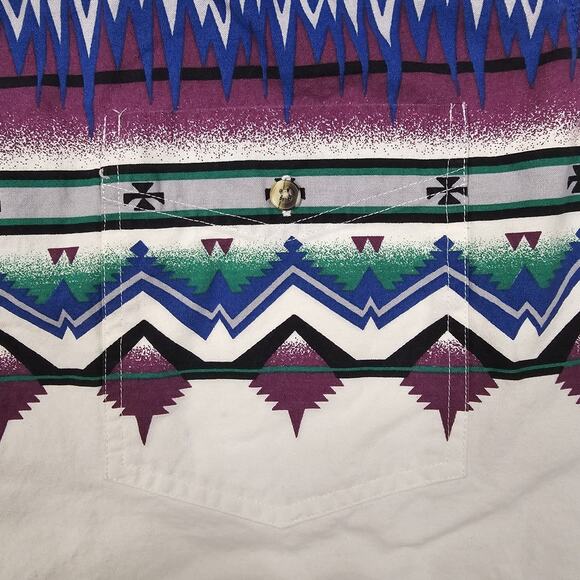Vintage Alamosa Shirt XL 90s Brushpopper Style Aztec Western Cowboy Heavyweight - Picture 7 of 15
